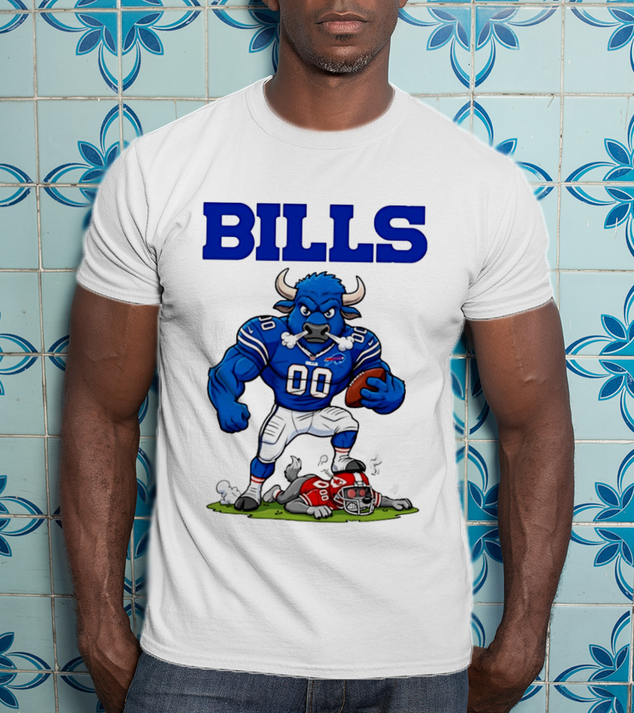 Buffalo Bills Mascot Defeats Kansas City Chiefs Rivalry NFL Football T-Shirt