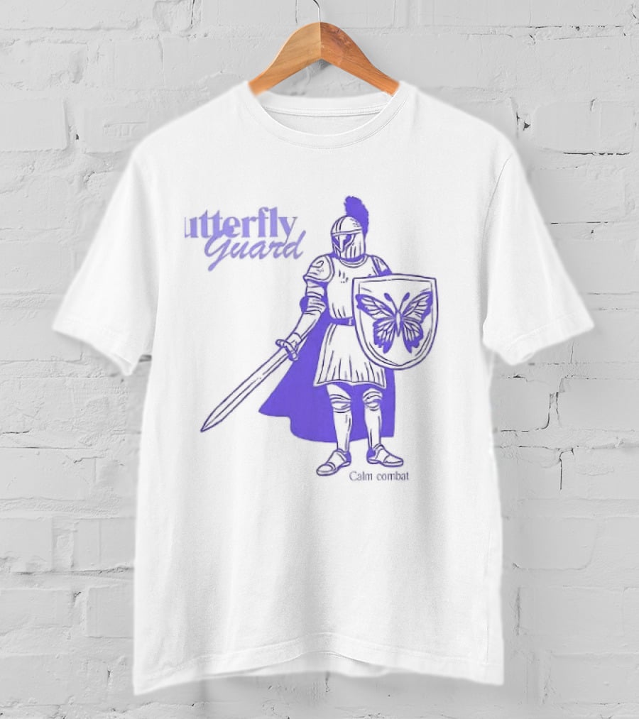 Butterfly Guard Calm Combat Knight With Shield And Sword T-Shirt