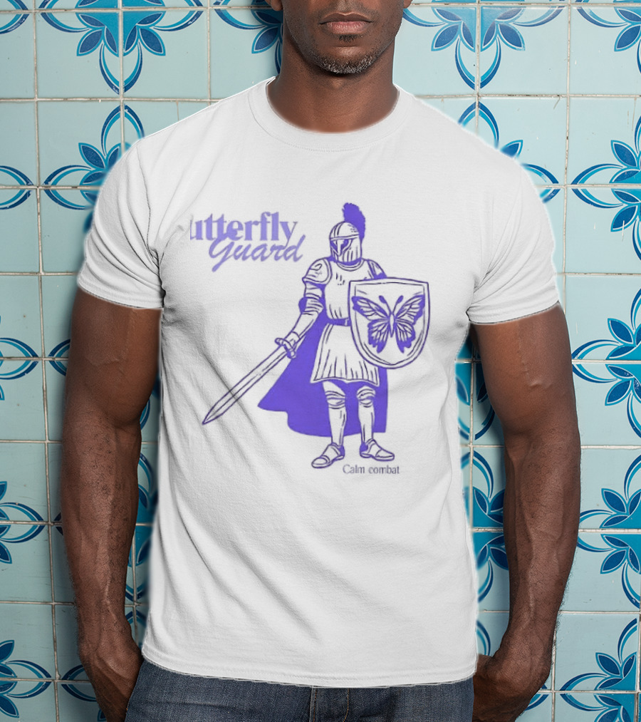Butterfly Guard Calm Combat Knight With Shield And Sword T-Shirt