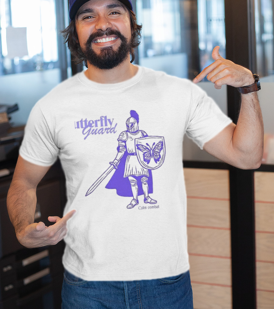Butterfly Guard Calm Combat Knight With Shield And Sword T-Shirt