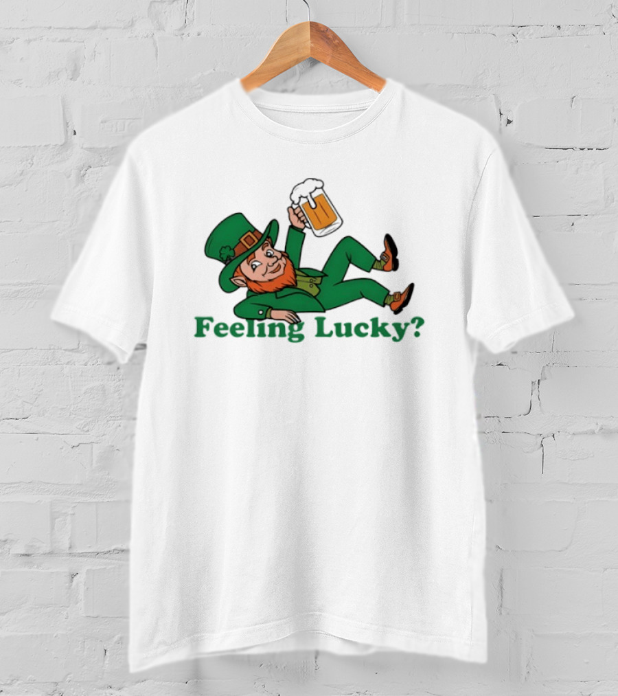 Feeling Lucky Leprechaun With Beer St Patrick's Day T-Shirt