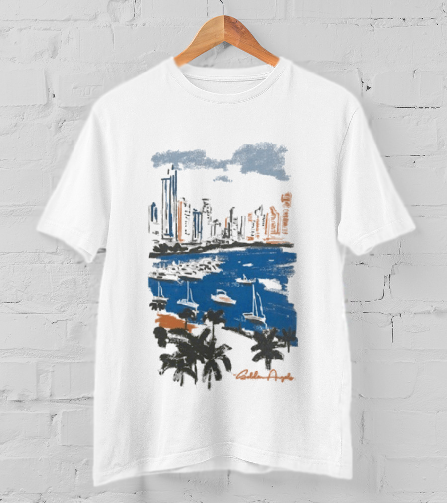 Golden Angels The Bay Yacht Club Scenic Skyline Waterfront T-Shirt