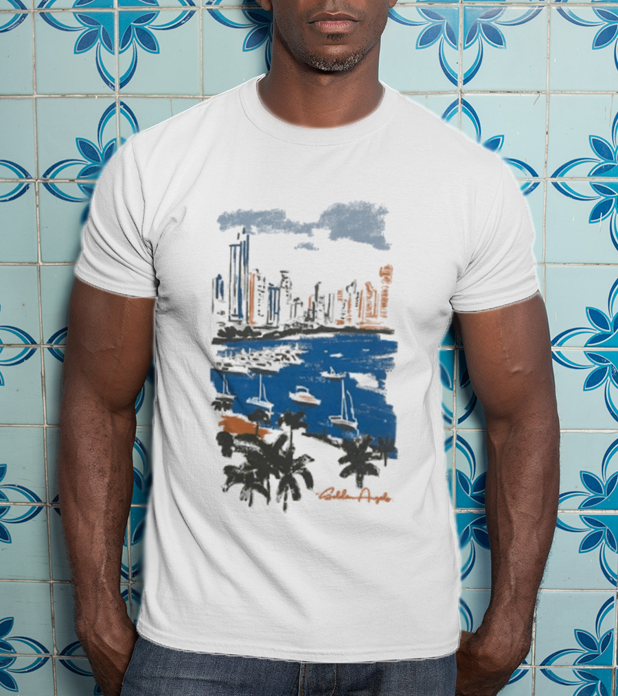 Golden Angels The Bay Yacht Club Scenic Skyline Waterfront T-Shirt