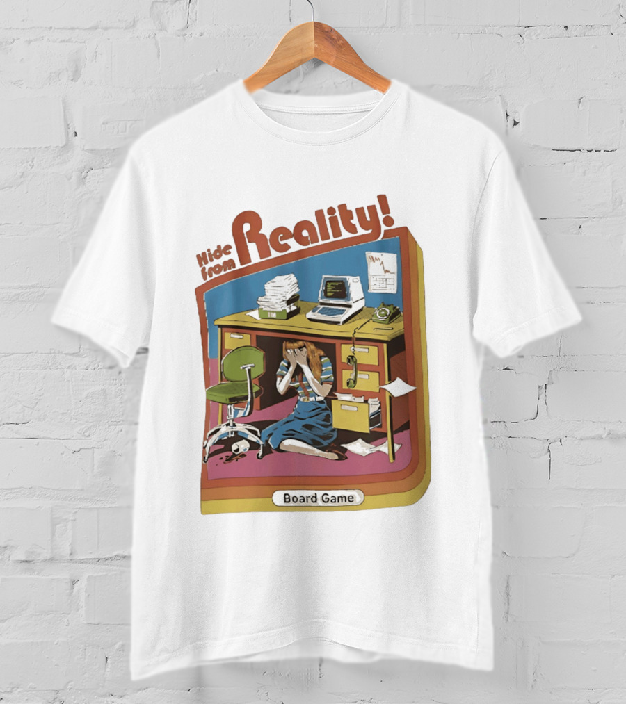 Hide From Reality Retro Office Board Game Escape T-Shirt