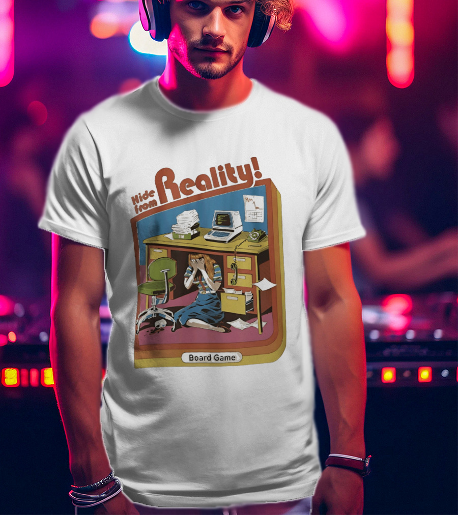 Hide From Reality Retro Office Board Game Escape T-Shirt
