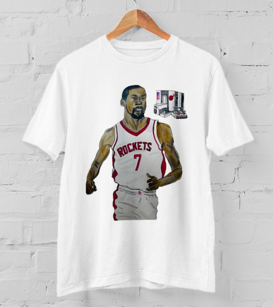 Houston Rockets 7 KD Illustration With Space Shuttle T-Shirt