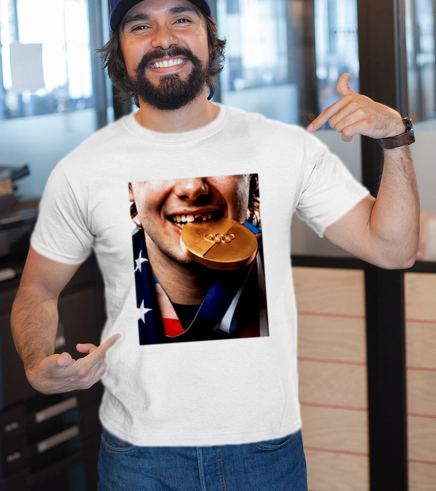 Jack Hughes Teeth Gold Medal 2026 Milano Cortina Winter Olympics T-Shirt
