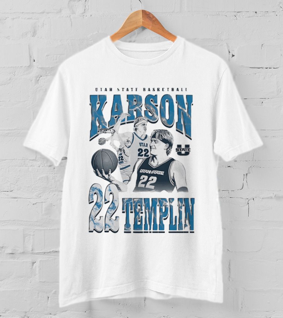 Utah State Basketball Karson Templin 22 Utah State Aggies T-Shirt