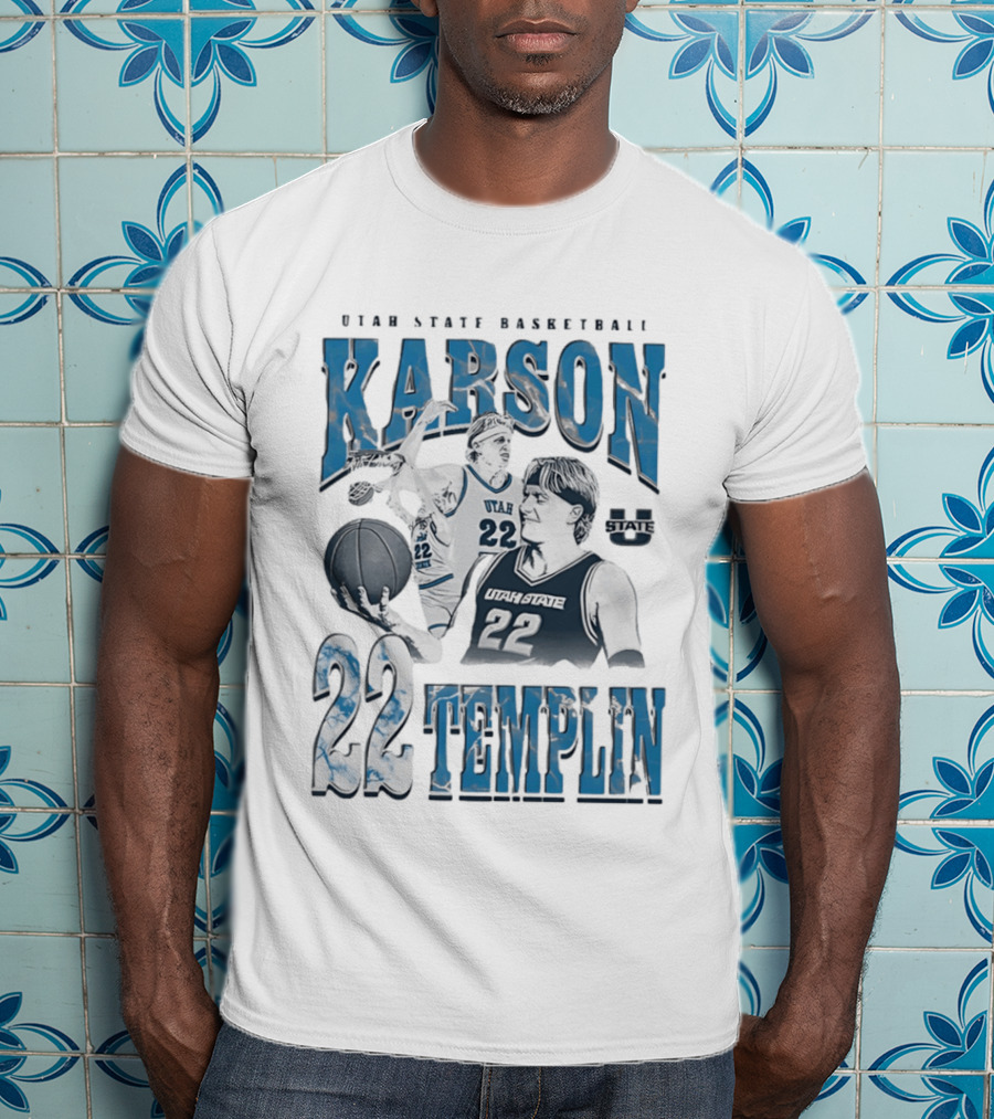 Utah State Basketball Karson Templin 22 Utah State Aggies T-Shirt