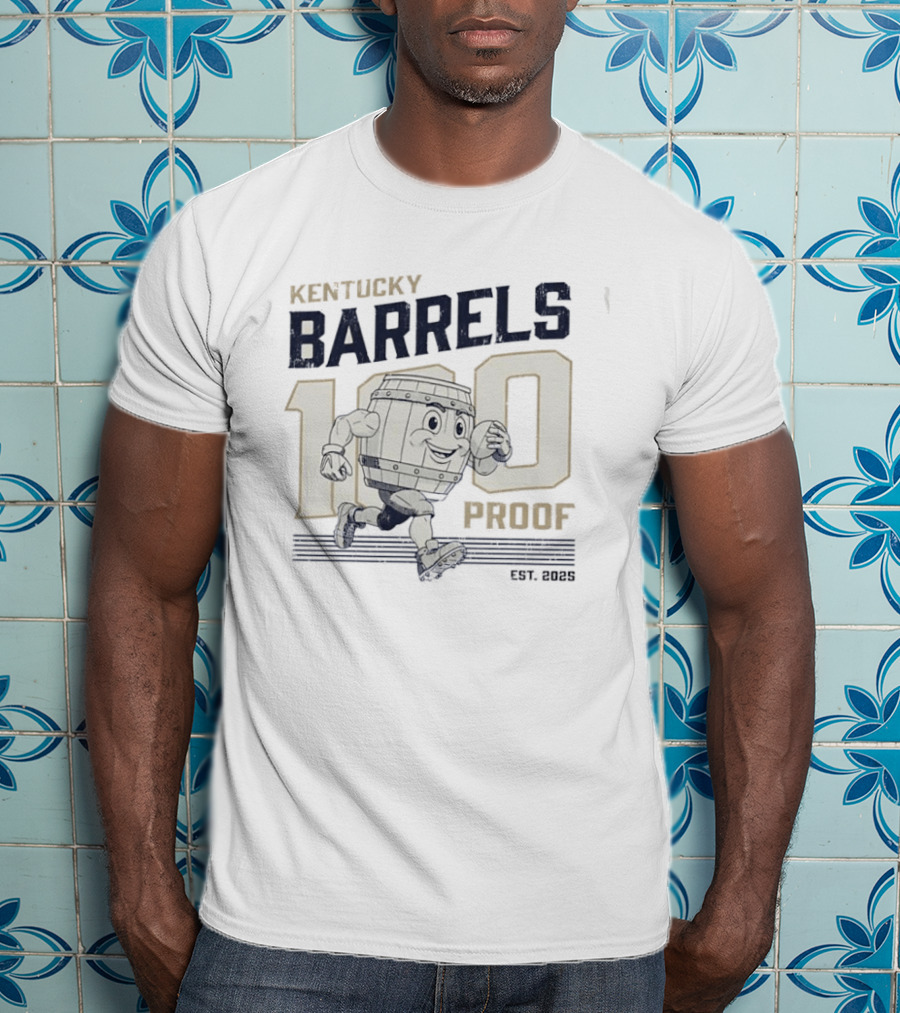 Kentucky Barrels 100 Proof Football Est 2025 T-Shirt