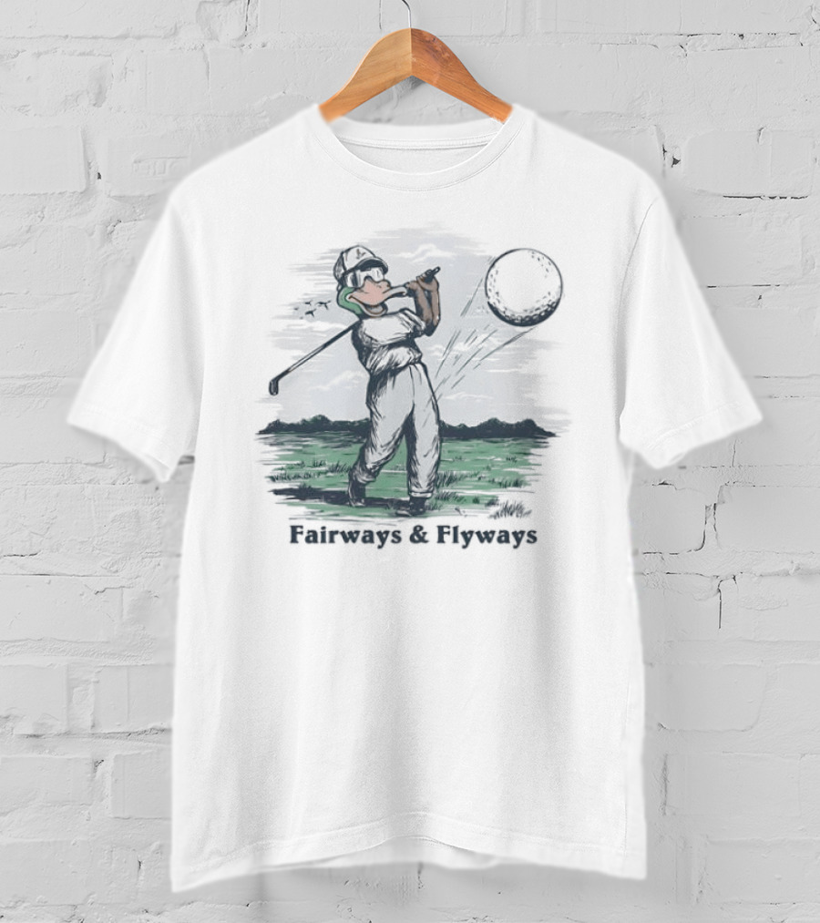 Mallard Duck Golf Swing Fairways And Flyways Moonlit Scene T-Shirt