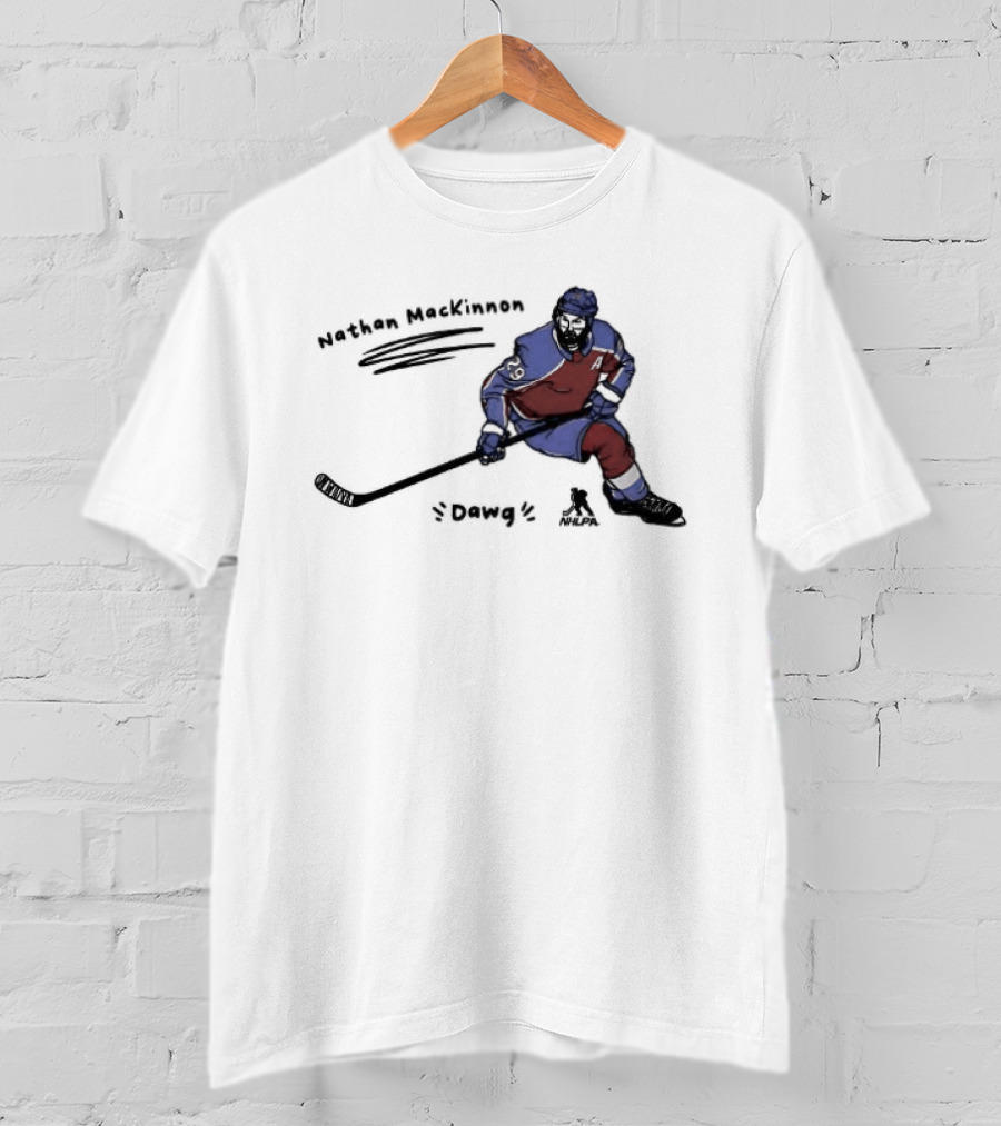 Nathan MacKinnon Colorado Avalanche Dawg Skating Cartoon T-Shirt