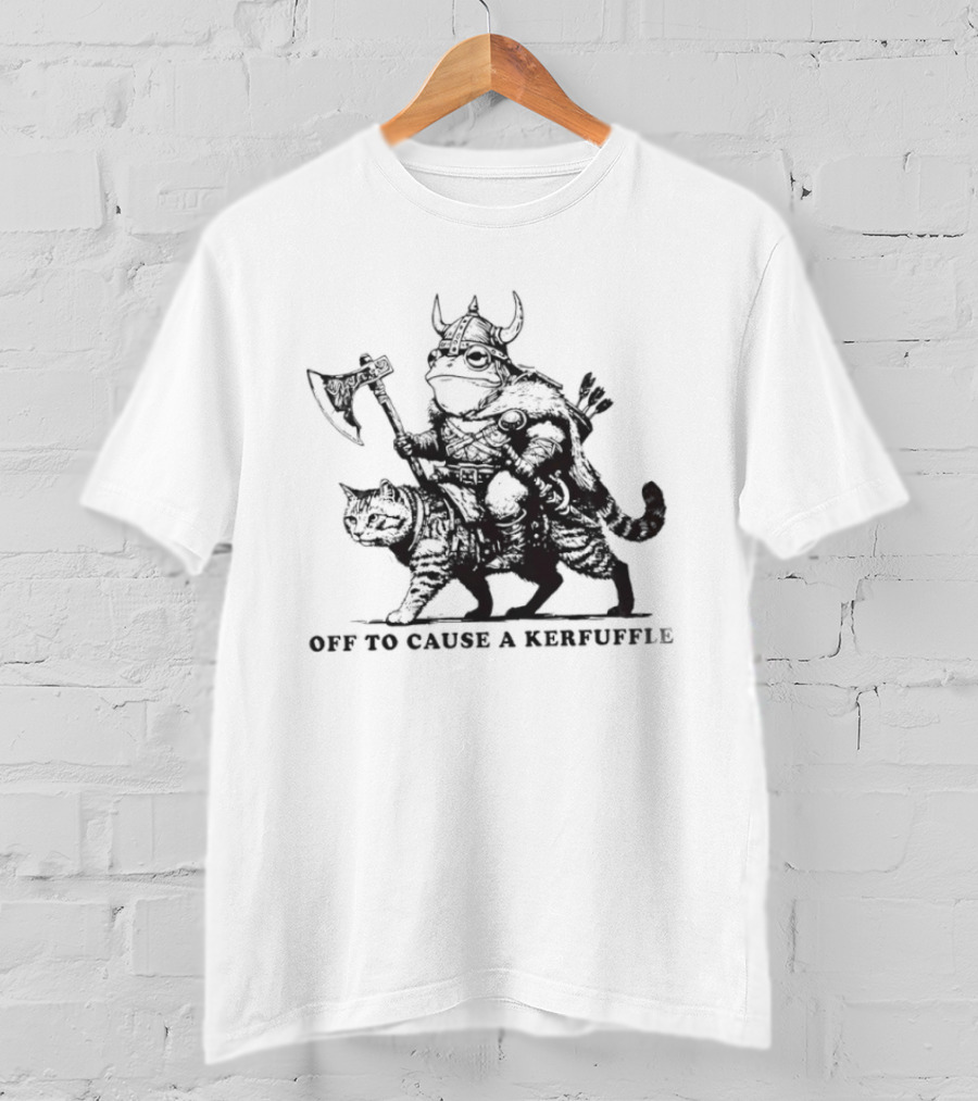 Off To Cause A Kerfuffle Viking And Cat Adventure T-Shirt