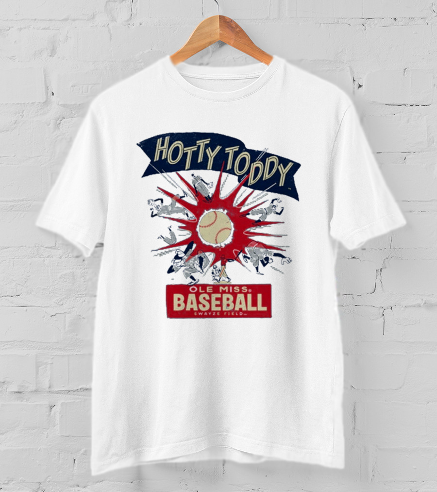 Ole Miss Baseball Hotty Toddy Strike Players And Ball Action T-Shirt