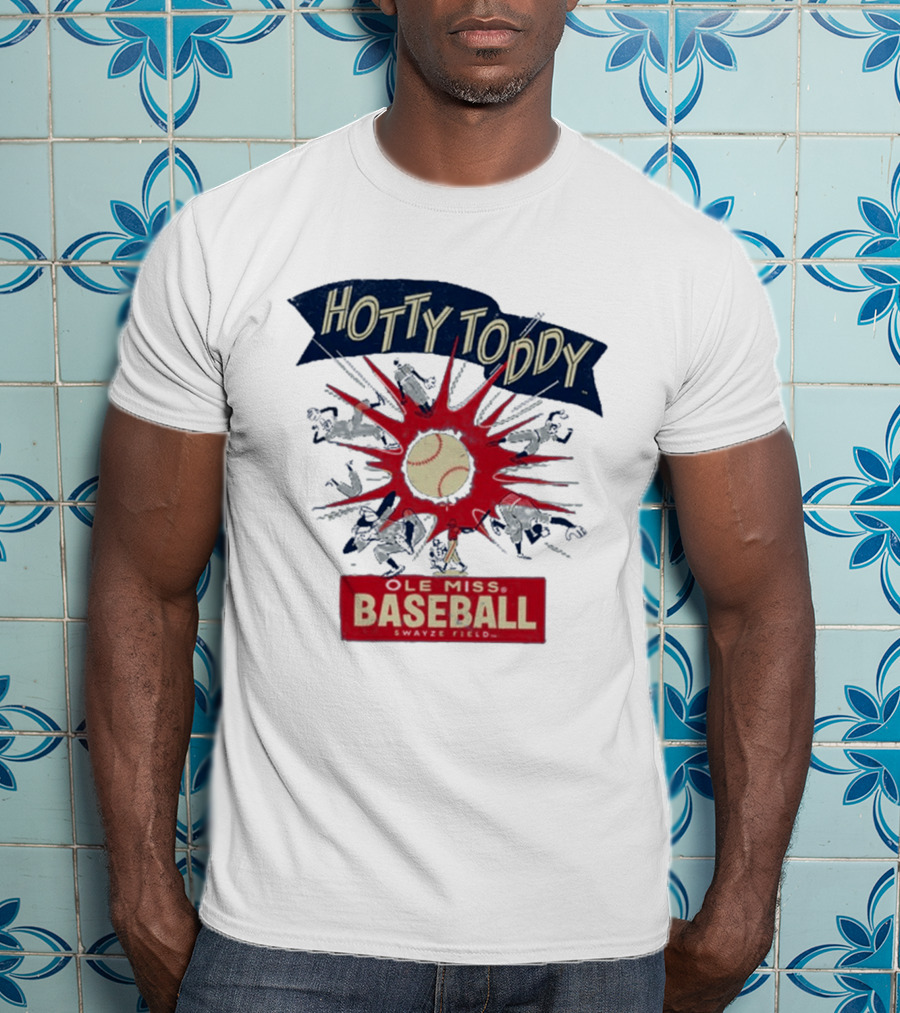 Ole Miss Baseball Hotty Toddy Strike Players And Ball Action T-Shirt