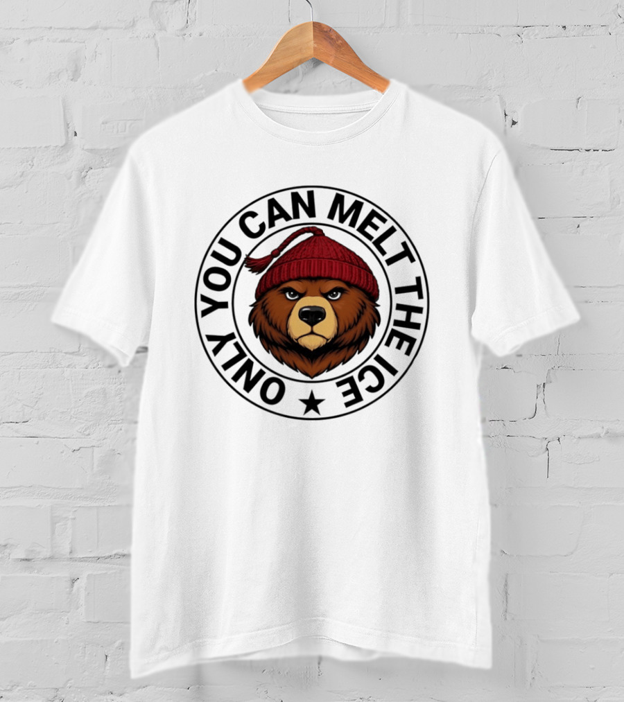 Only You Can Melt The Ice Bear Face Red Beanie T-Shirt