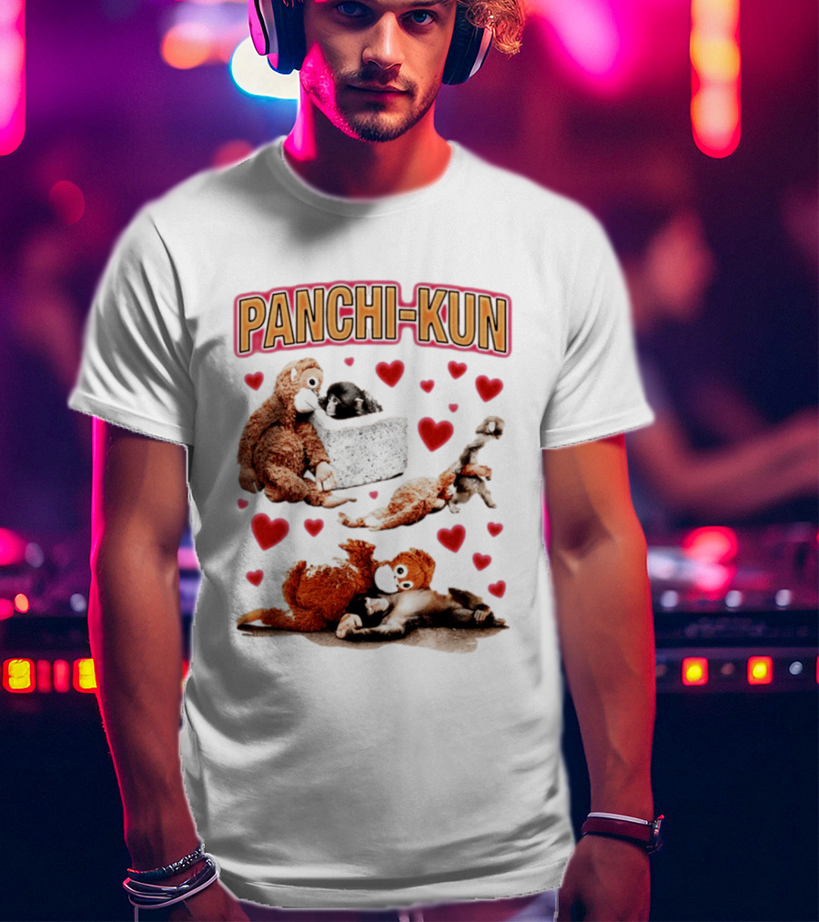Panchi Kun Monkey Plush Love Hearts T-Shirt