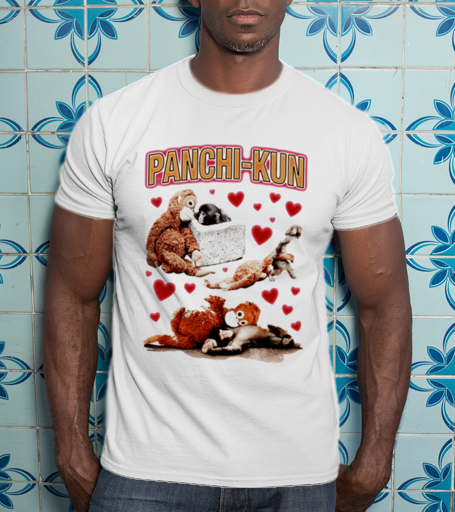 Panchi Kun Monkey Plush Love Hearts T-Shirt