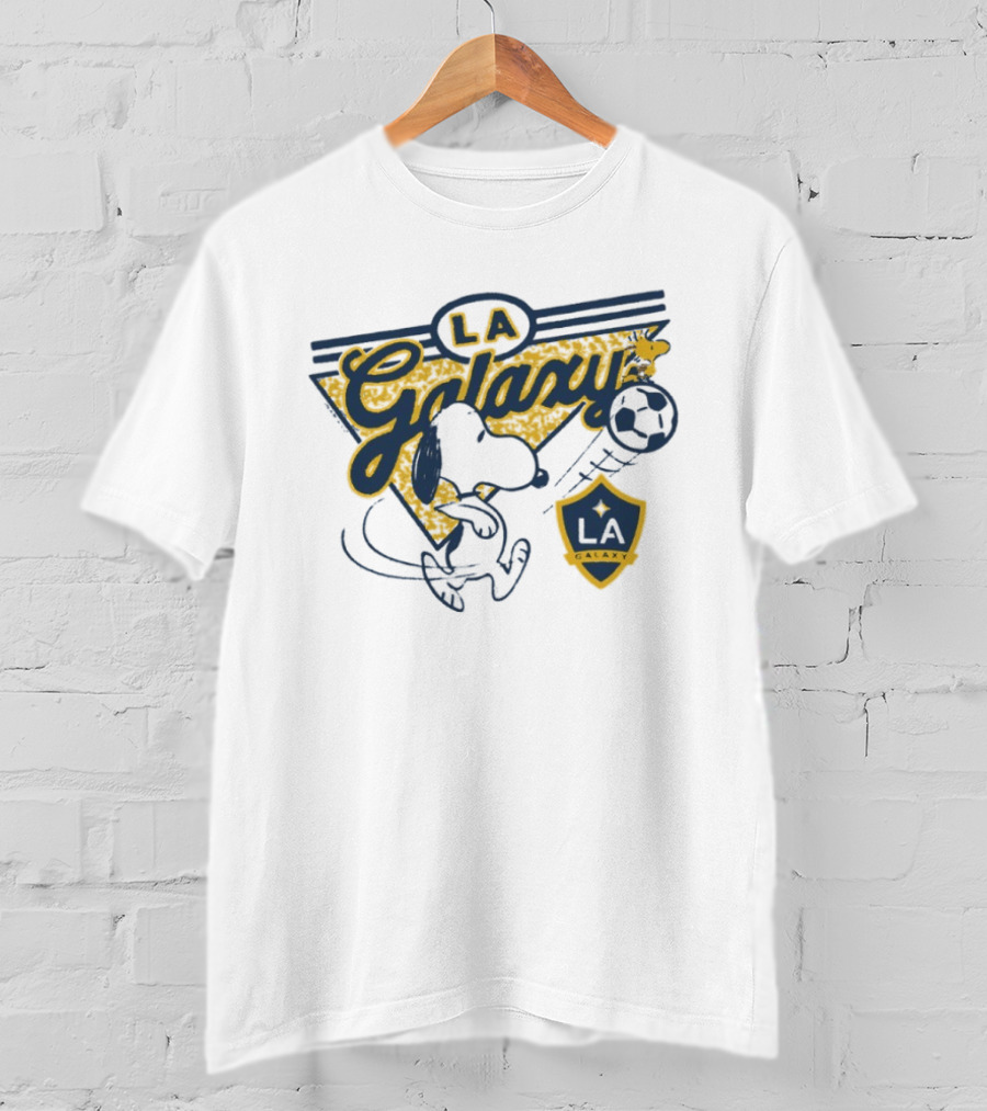 Peanuts Snoopy Soccer LA Galaxy Collaboration With Shield And Ball T-Shirt