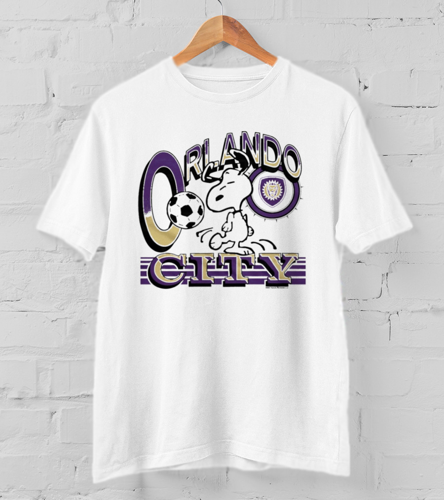 Peanuts Snoopy Orlando City Soccerball Logo Cartoon Collaboration T-Shirt