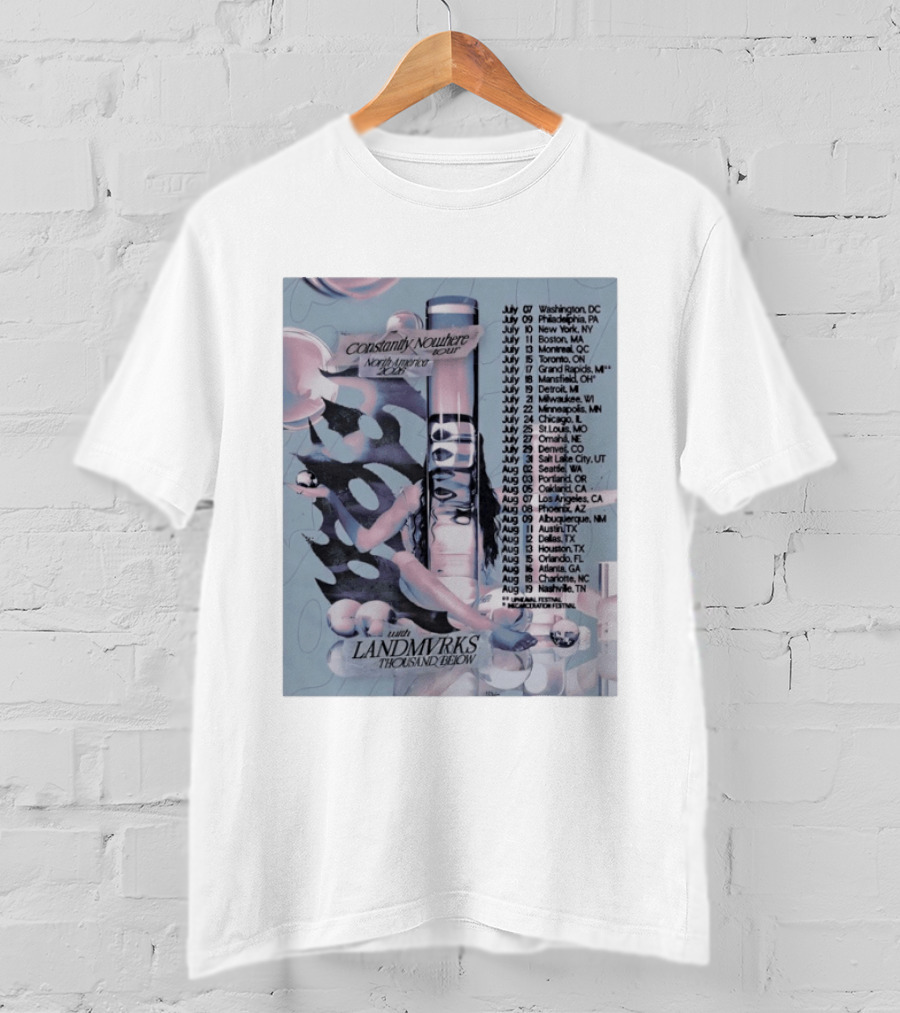 Poppy Constantly Nowhere Tour North America 2026 City Dates Landmvrks Thousand Below T-Shirt