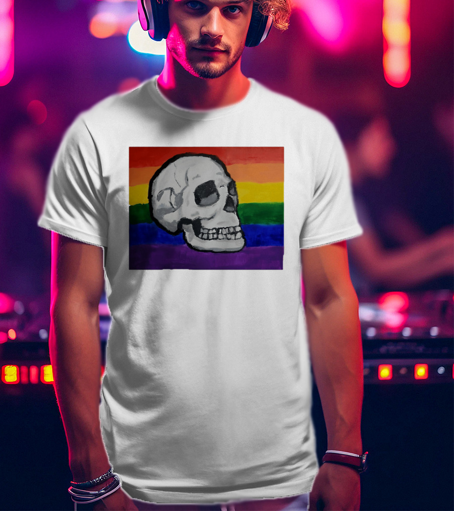 Pride Skull LGBT Rainbow Flag T-Shirt