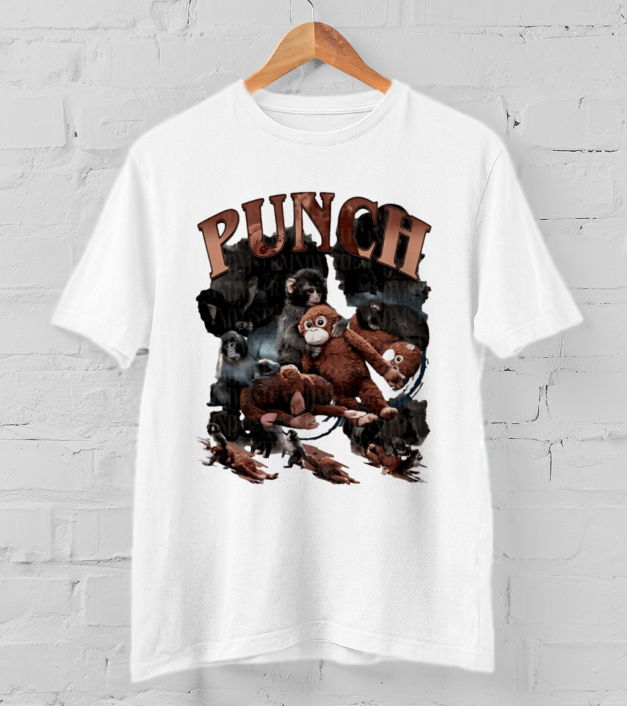 Punch The Monkey Picture Collage Monkeys Plush Toys T-Shirt