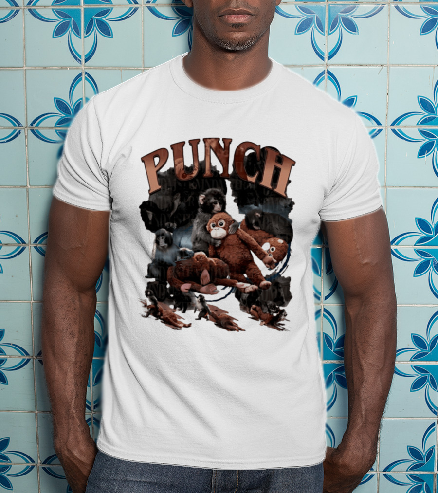 Punch The Monkey Picture Collage Monkeys Plush Toys T-Shirt