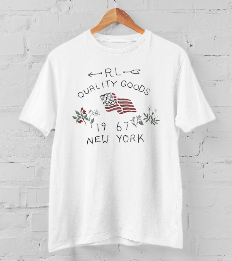 RL Quality Goods 1967 New York American Flag And Floral T-Shirt