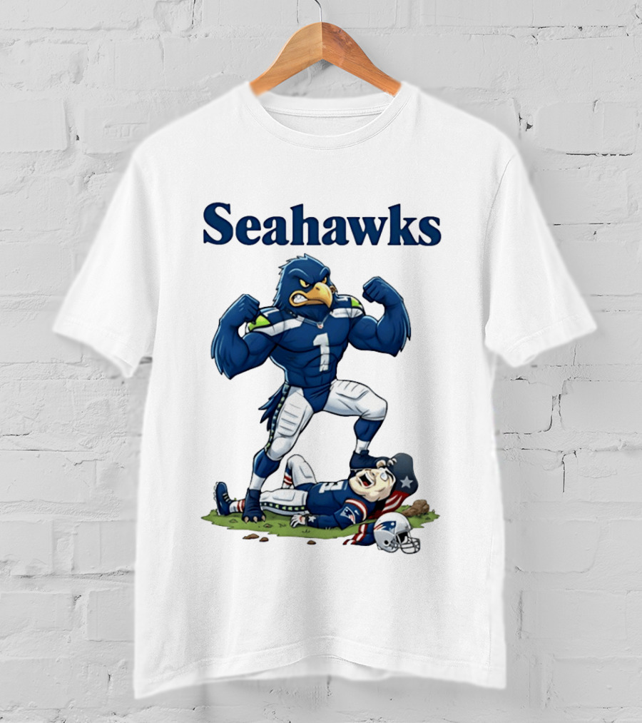 Seahawks Vs Patriots Rivalry Cartoon Victory T-Shirt