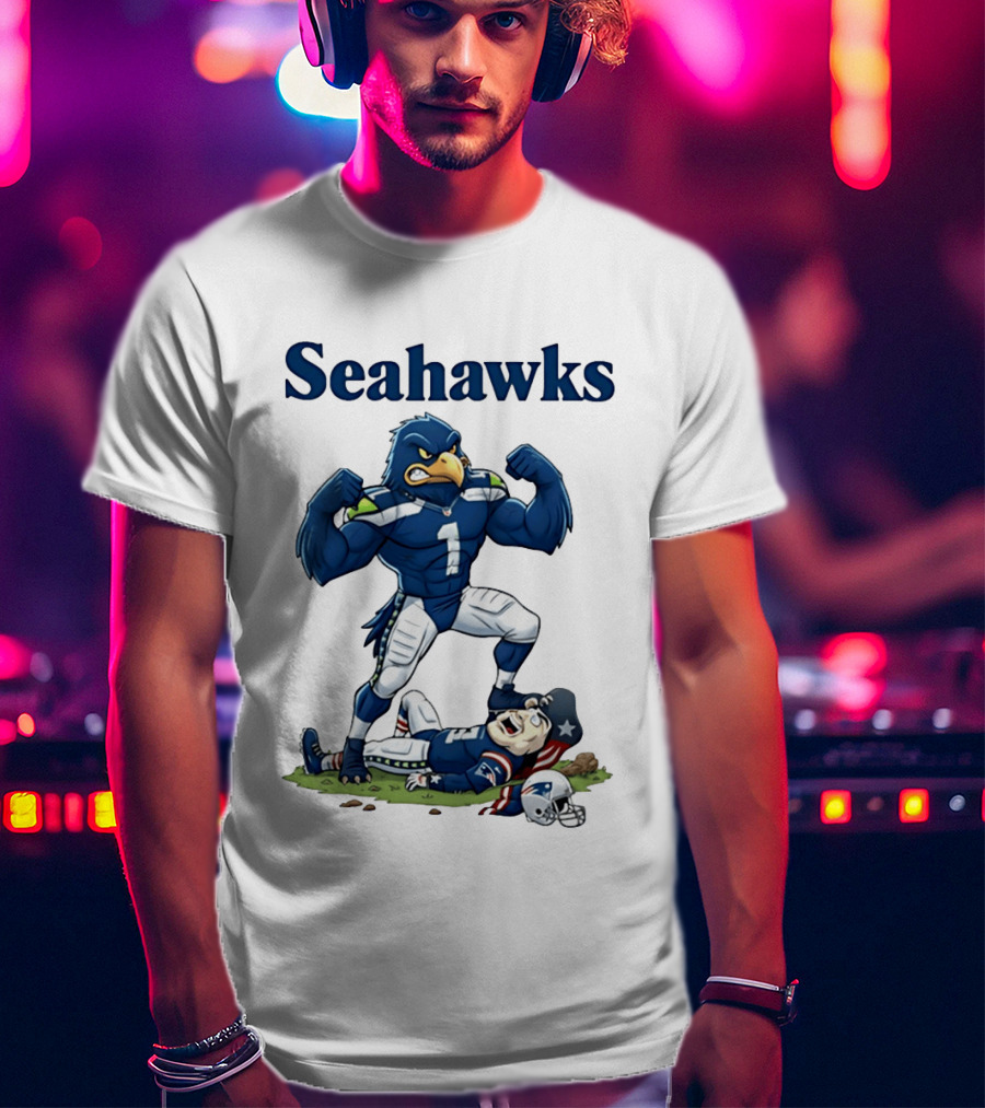 Seahawks Vs Patriots Rivalry Cartoon Victory T-Shirt