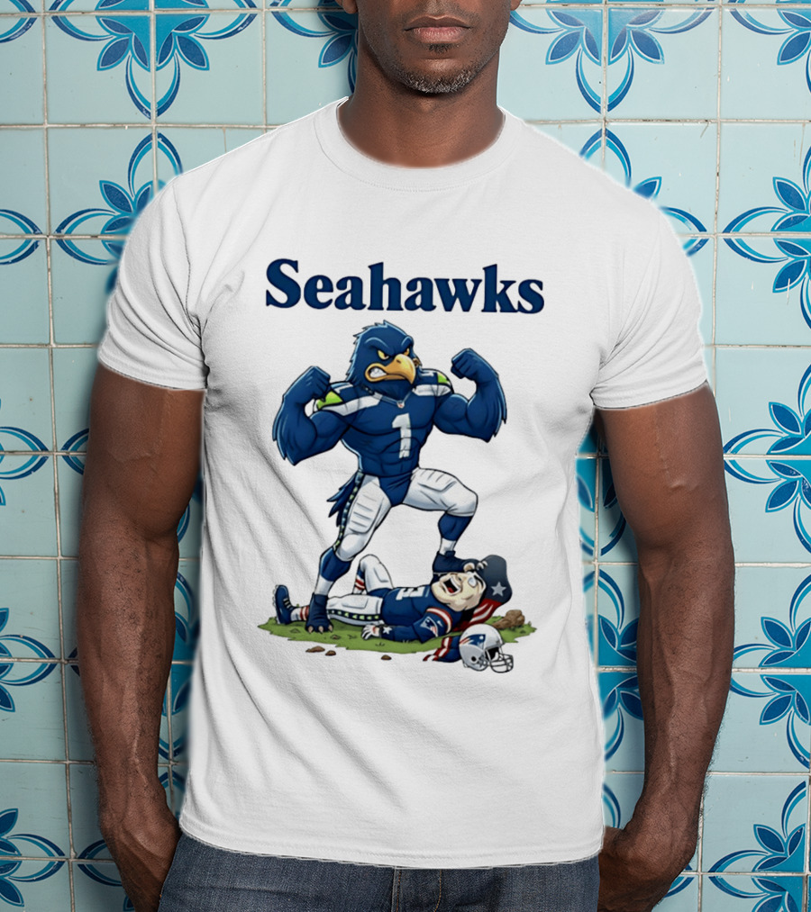 Seahawks Vs Patriots Rivalry Cartoon Victory T-Shirt