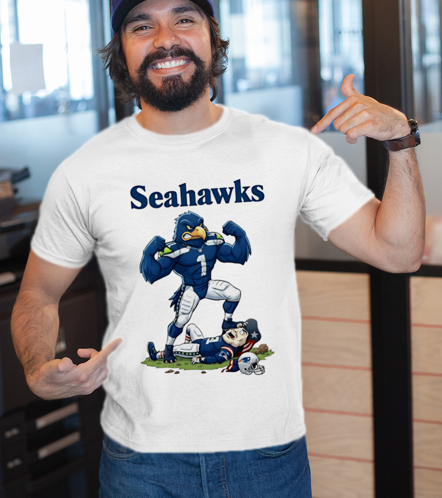 Seahawks Vs Patriots Rivalry Cartoon Victory T-Shirt