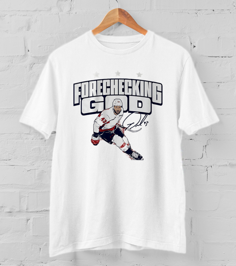 Tom Wilson Forechecking God Washington Capitals 43 Signature T-Shirt