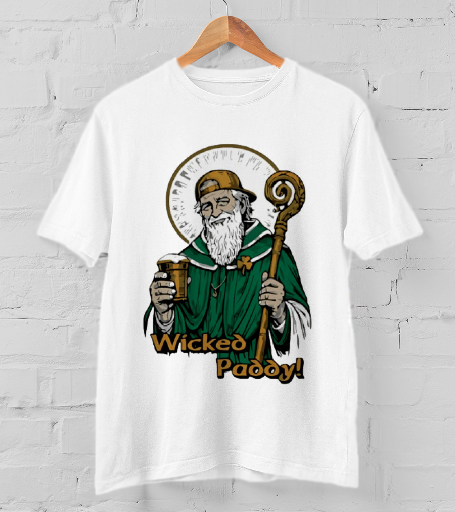 Wicked Paddy Saint Patrick Drinking Beer Iconic Irish T-Shirt