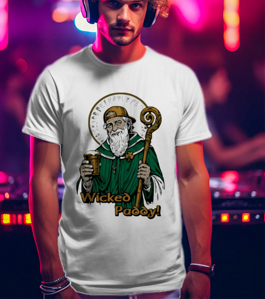 Wicked Paddy Saint Patrick Drinking Beer Iconic Irish T-Shirt