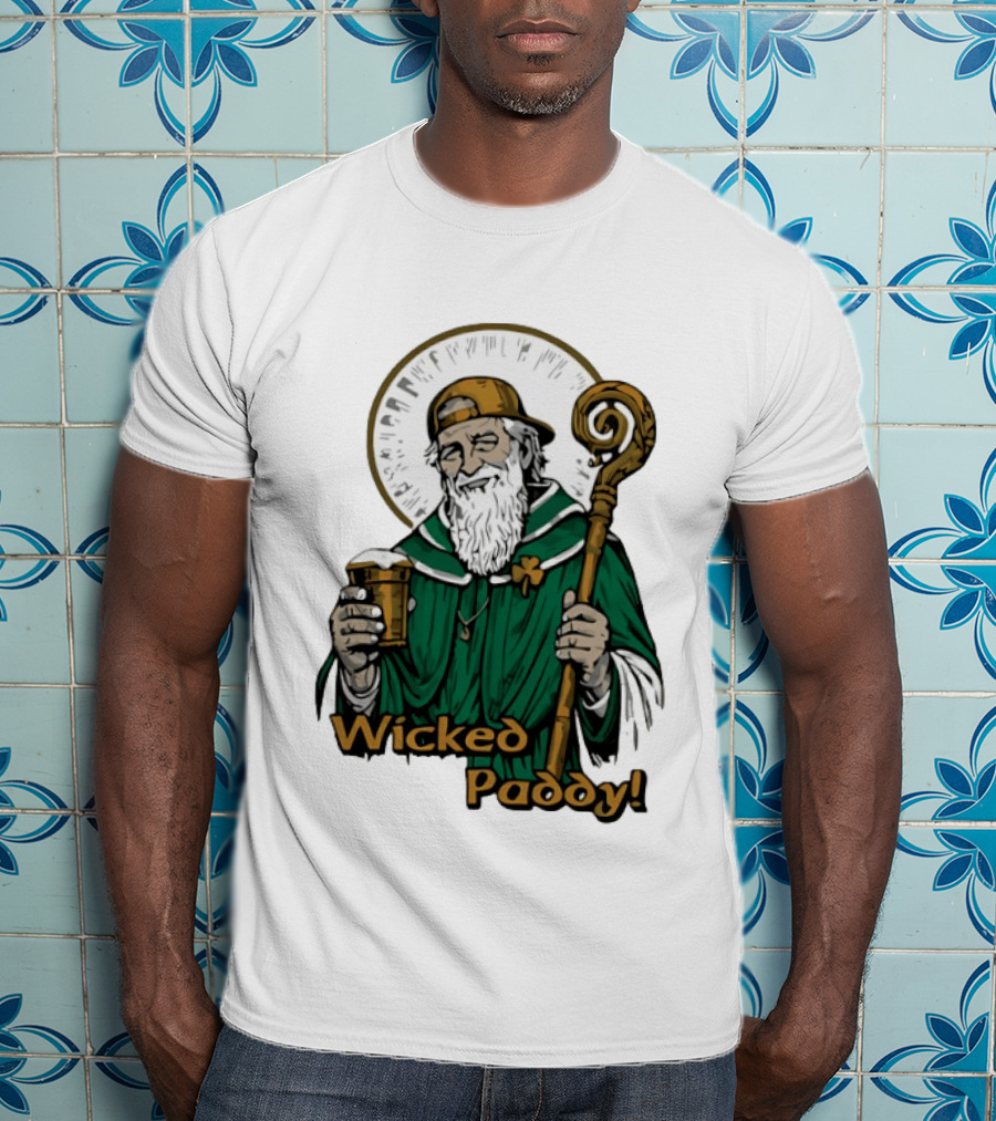 Wicked Paddy Saint Patrick Drinking Beer Iconic Irish T-Shirt