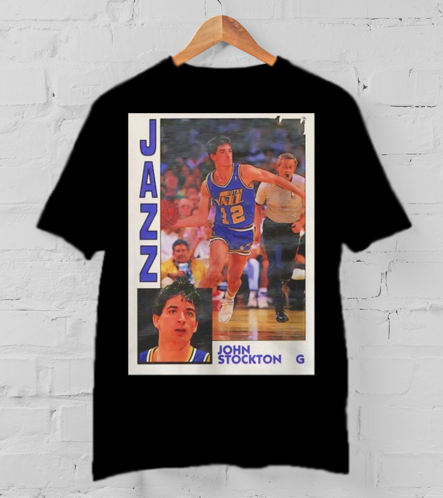 John Stockton Utah Jazz 1992 Basketball Card Vintage NBA Memorabilia T-Shirt