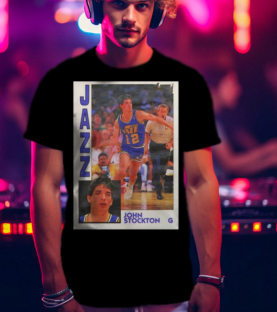 John Stockton Utah Jazz 1992 Basketball Card Vintage NBA Memorabilia T-Shirt