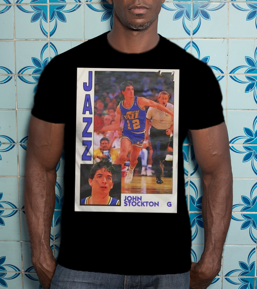 John Stockton Utah Jazz 1992 Basketball Card Vintage NBA Memorabilia T-Shirt