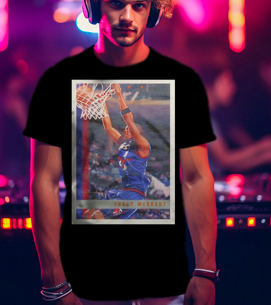 Tracy McGrady Toronto Raptors 1996 Basketball Card Dunk Slam T-Shirt