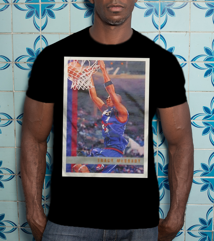 Tracy McGrady Toronto Raptors 1996 Basketball Card Dunk Slam T-Shirt