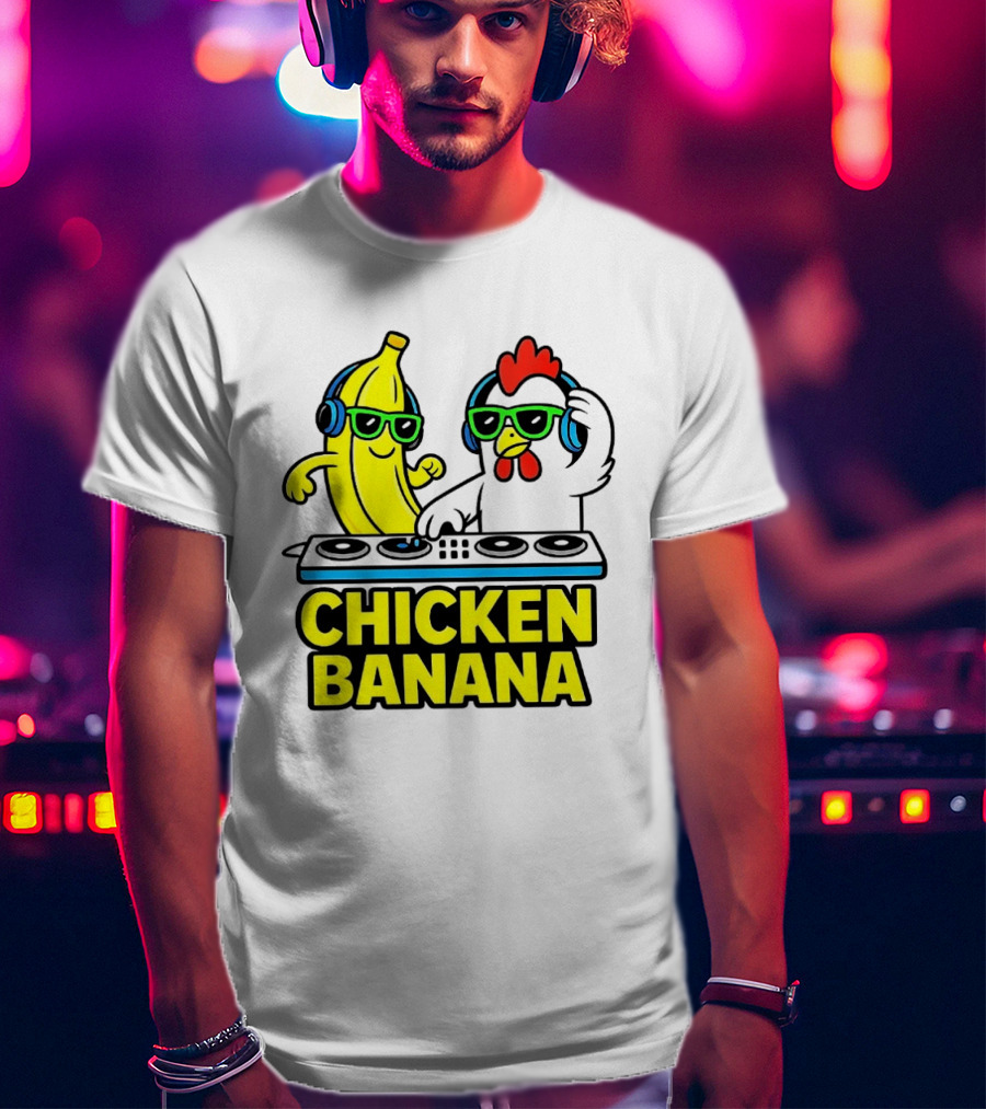 Chicken Banana DJ Headphones Music Party T-Shirt
