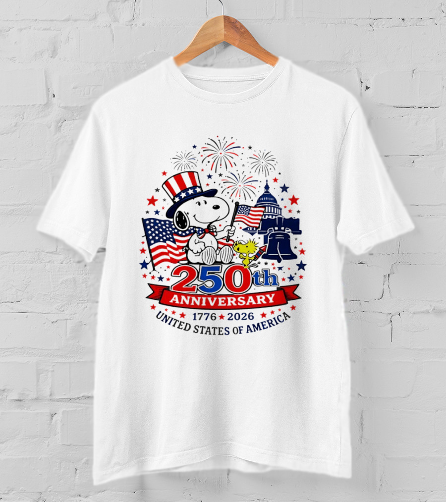 Snoopy 250th Anniversary 1776 2026 Patriotic Celebration United States Of America T-Shirt