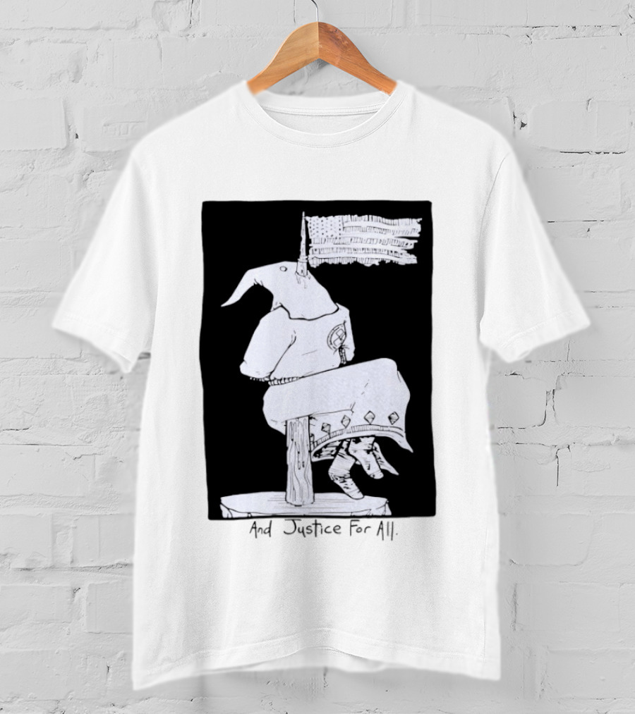 Anti Ku Klux Klan And Justice For All Hanging Effigy With Flag T-Shirt