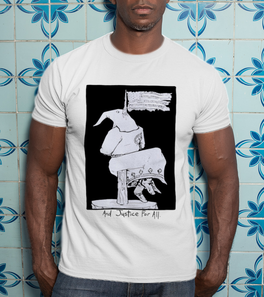 Anti Ku Klux Klan And Justice For All Hanging Effigy With Flag T-Shirt