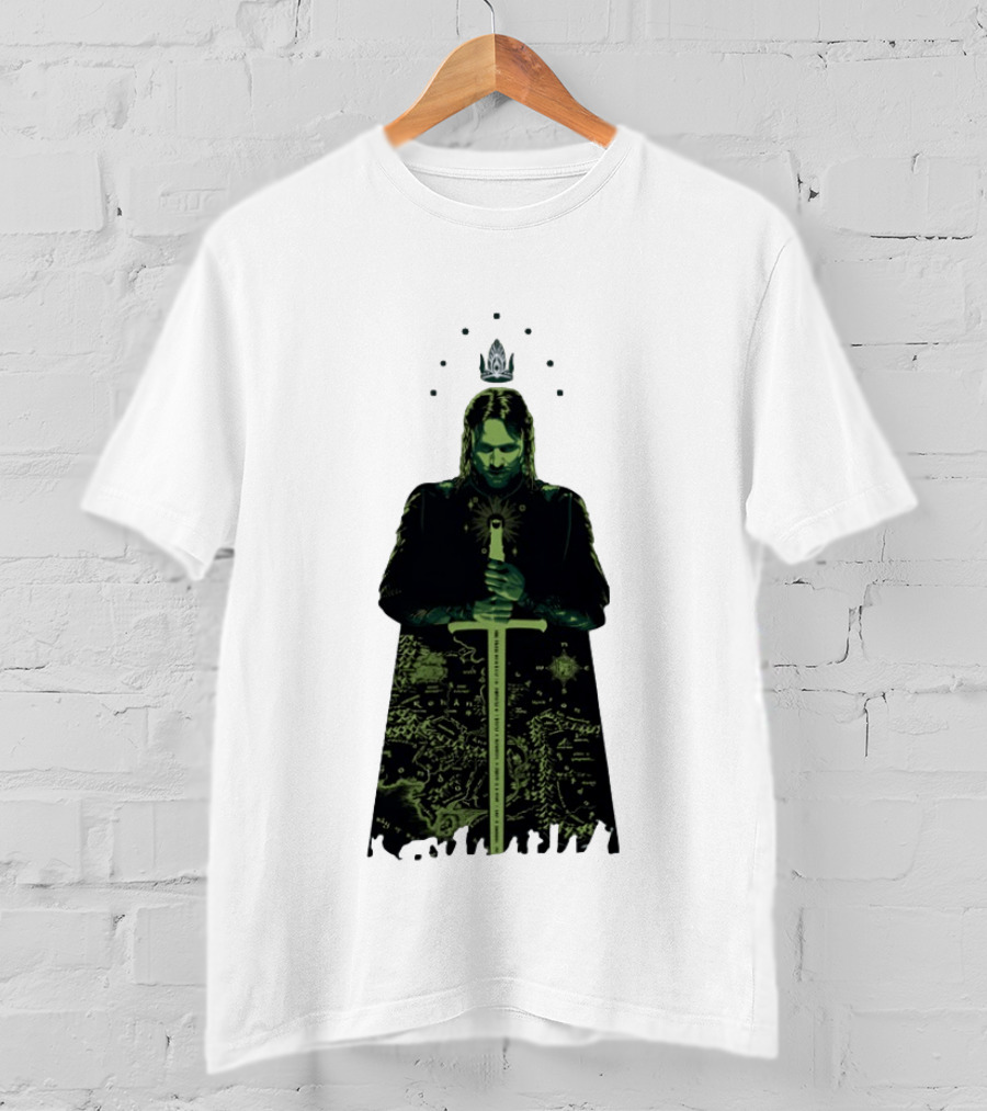 The Lord Of The Rings Aragorn Sword Map Middle Earth King T-Shirt