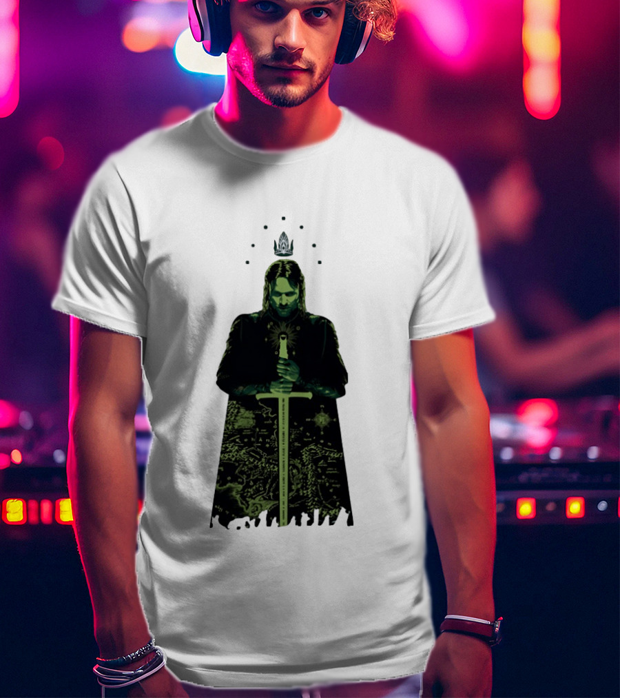 The Lord Of The Rings Aragorn Sword Map Middle Earth King T-Shirt