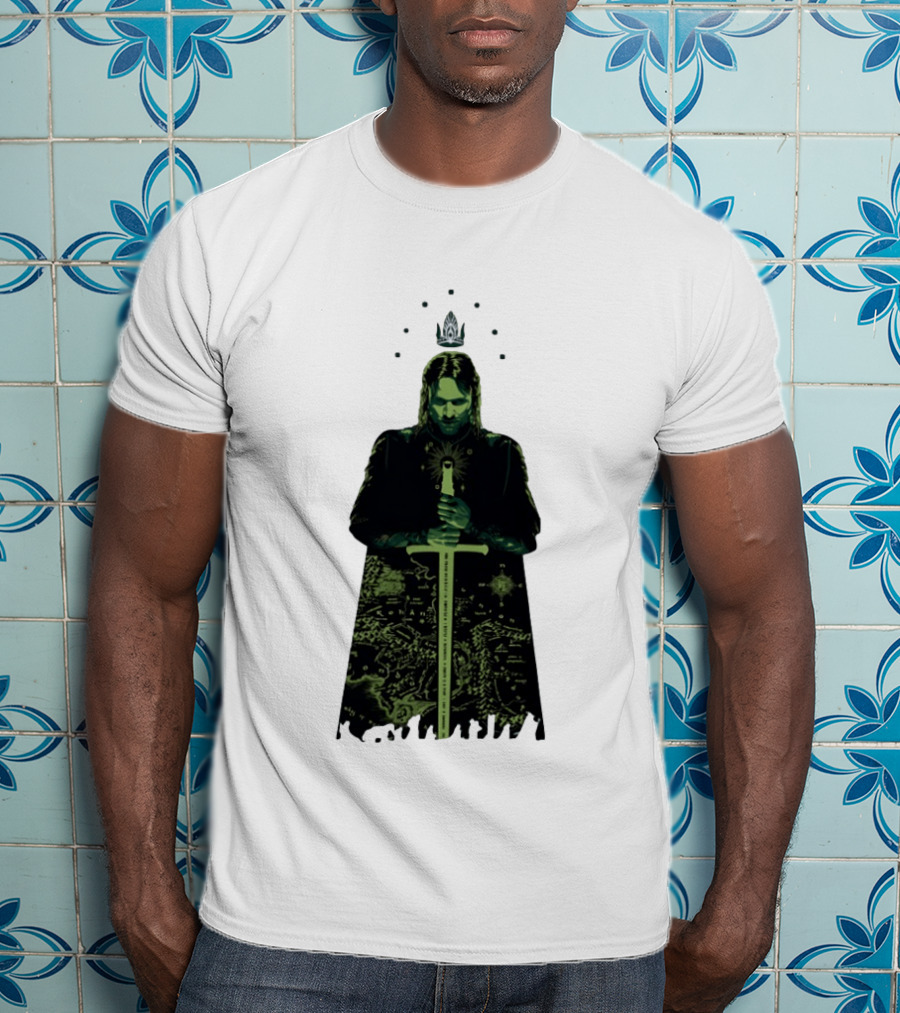 The Lord Of The Rings Aragorn Sword Map Middle Earth King T-Shirt
