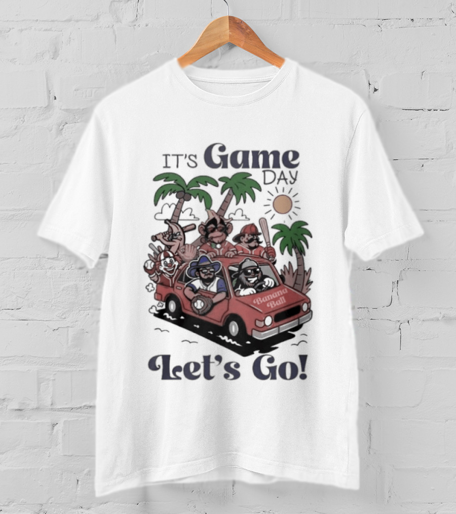 It's Game Day Let's Go Banana Ball Van And Palm Trees Adventure T-Shirt